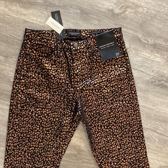 NWT Banana Republic Mid-Rise Skinny Stretch Leopard Ankle Pant / Jean - Picture 3 of 14